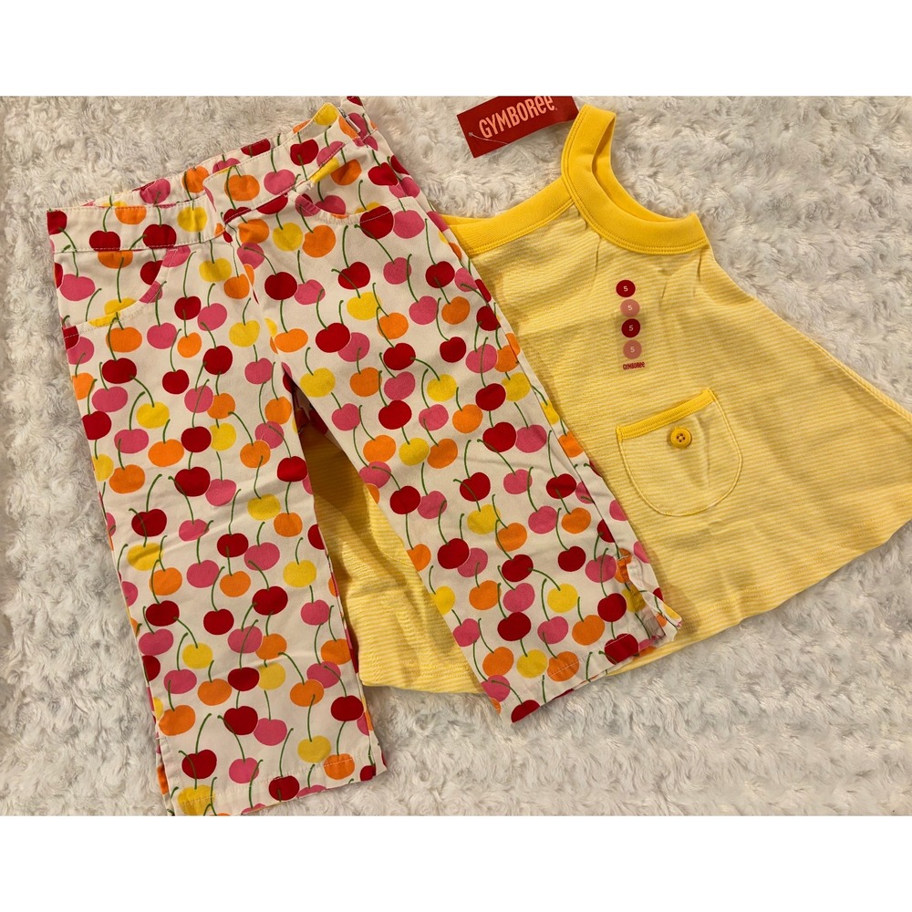 NWT Gymboree Cherry Baby Yellow Stripe Swing Top and Capri Pants LOT 5